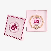 Juicy By Juicy Couture Gold Tone Womens Solid Crown Heart 7.5 Inch Link Bracelet