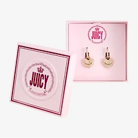 Juicy By Juicy Couture Gold Tone Charm Pave Womens Crystal 34.1mm Heart Hoop Earrings