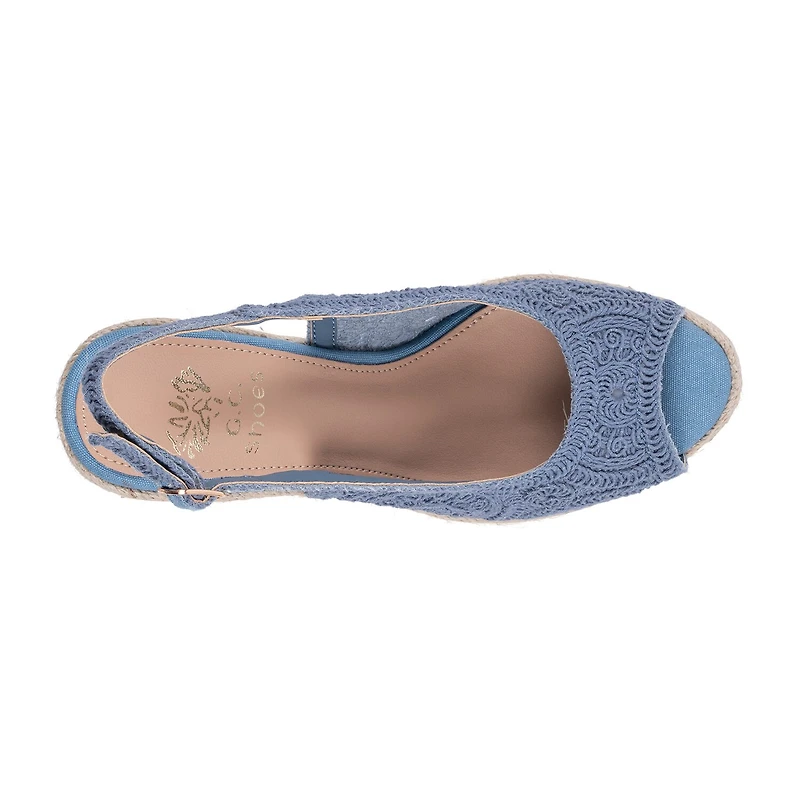 GC Shoes Womens Bowery Crochet Wedge Sandals