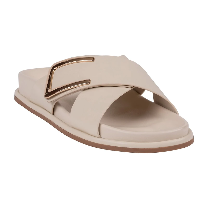 GC Shoes Womens Weekend Minimal Hardware Criss Cross Strap Flat Sandals
