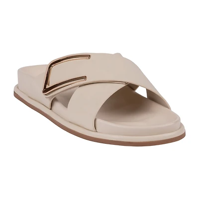 GC Shoes Womens Weekend Minimal Hardware Criss Cross Strap Flat Sandals
