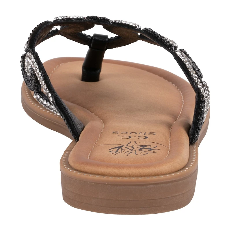 GC Shoes Womens Vania Embellished Chain Flat Sandals