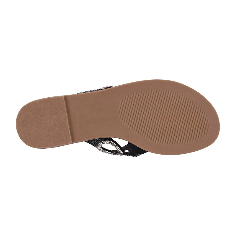 GC Shoes Womens Vania Embellished Chain Flat Sandals