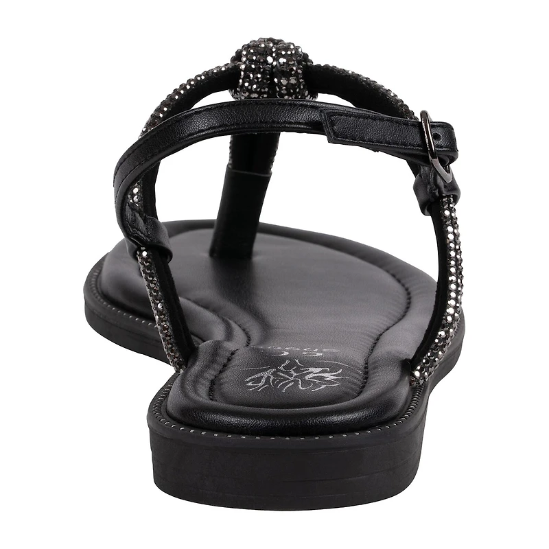 GC Shoes Womens Alonde Knotted Embellished Ankle Strap Flat Sandals