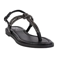 GC Shoes Womens Alonde Knotted Embellished Ankle Strap Flat Sandals
