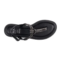 GC Shoes Womens Alonde Knotted Embellished Ankle Strap Flat Sandals