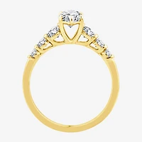 F / Vs2) Womens / CT. T.W. Lab Grown White Diamond 10K Gold Marquise Side Stone Engagement Ring