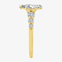 F / Vs2) Womens / CT. T.W. Lab Grown White Diamond 10K Gold Marquise Side Stone Engagement Ring
