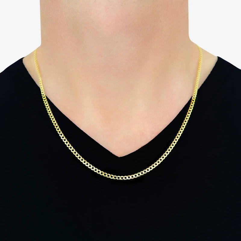 Made in Italy Womens 10K Gold Inch Curb Chain Necklace