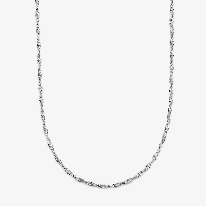 Made in Italy Womens 10K Gold Inch Singapore Chain Necklace