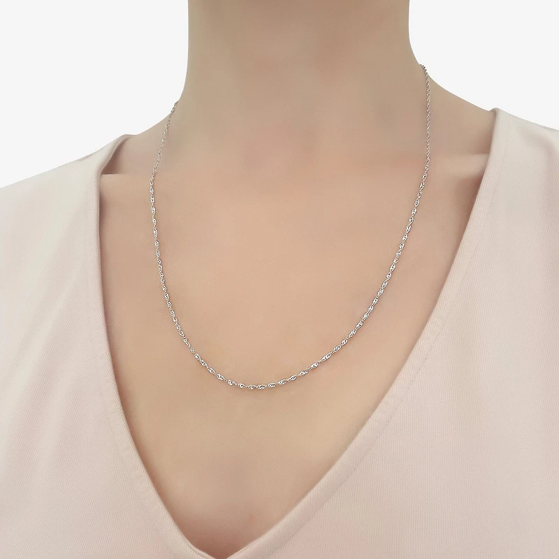 Made in Italy Womens 10K Gold Inch Singapore Chain Necklace