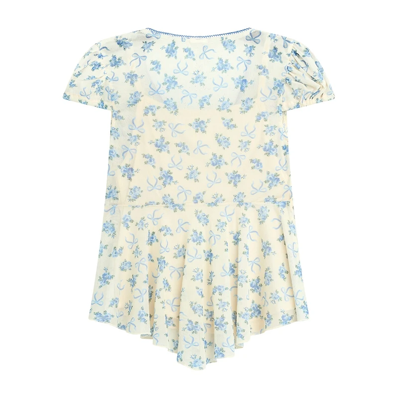 Self Esteem Big Kid Girls V Neck Short Sleeve Blouse