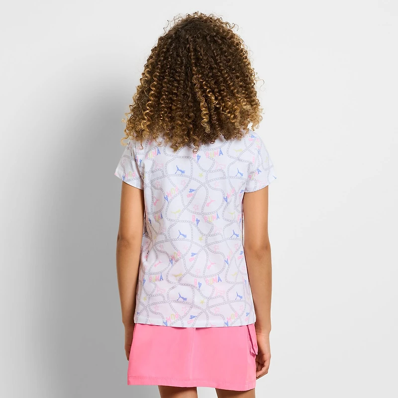 PUMA Big Kid Girls Crew Neck Short Sleeve Regular Fit Graphic T-Shirt