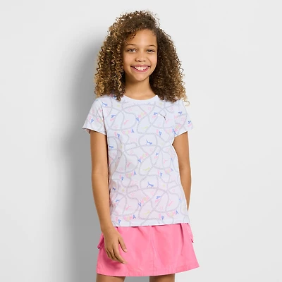 PUMA Big Kid Girls Crew Neck Short Sleeve Regular Fit Graphic T-Shirt