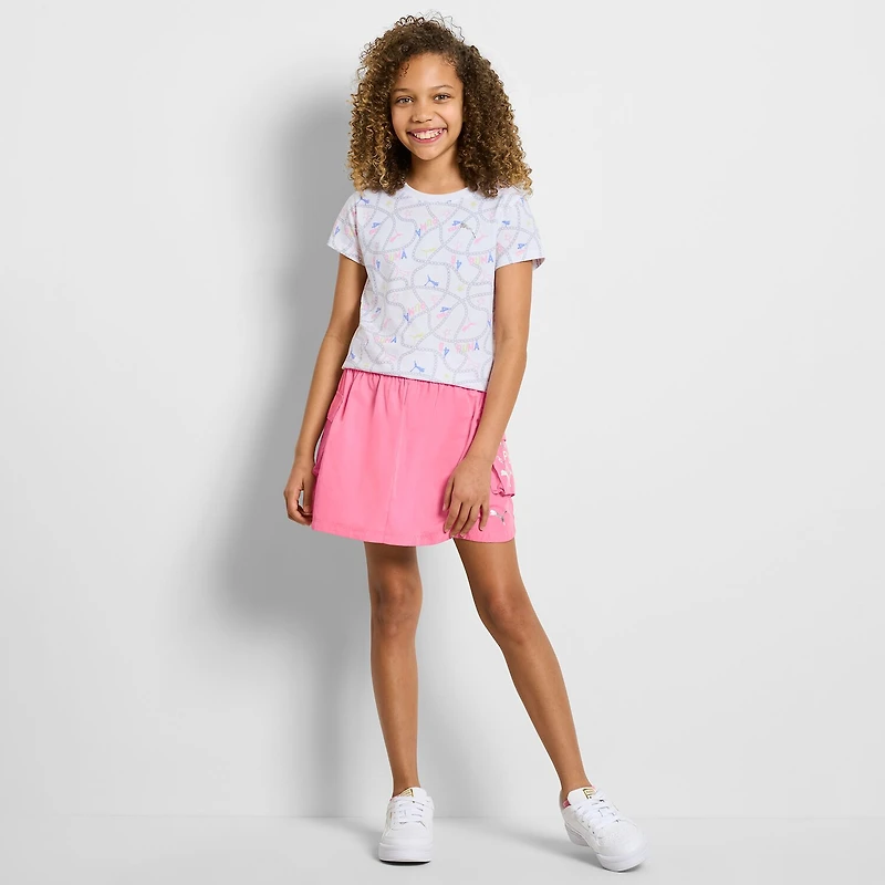 PUMA Big Kid Girls Crew Neck Short Sleeve Regular Fit Graphic T-Shirt