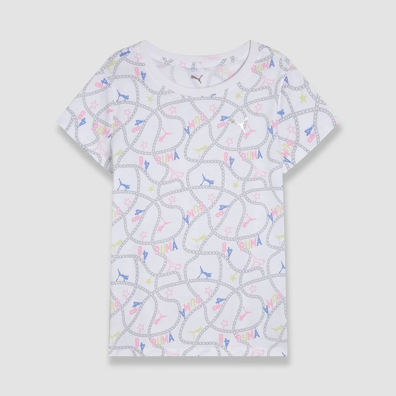 PUMA Big Kid Girls Crew Neck Short Sleeve Regular Fit Graphic T-Shirt
