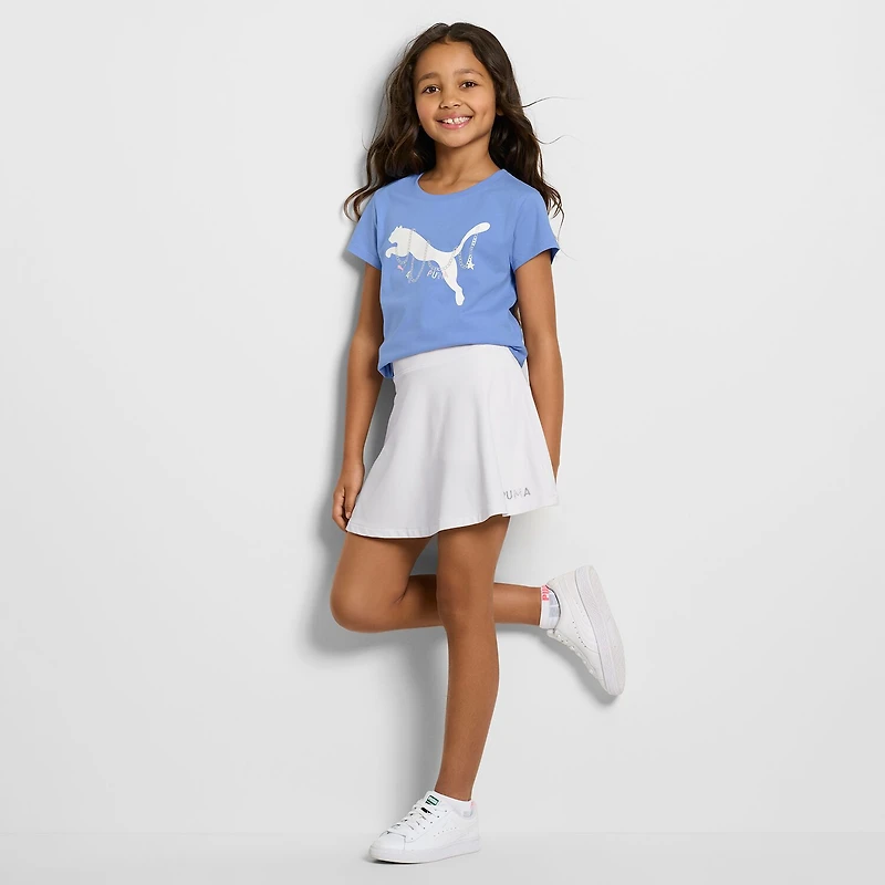 PUMA Big Kid Girls Crew Neck Short Sleeve Regular Fit Graphic T-Shirt