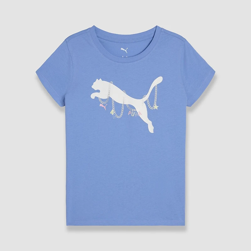 PUMA Big Kid Girls Crew Neck Short Sleeve Regular Fit Graphic T-Shirt