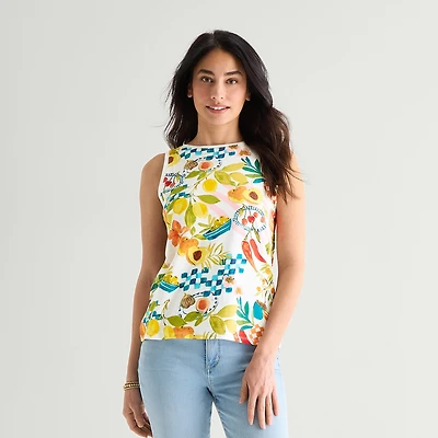 St. John's Bay Womens Crew Neck Sleeveless Tank Top