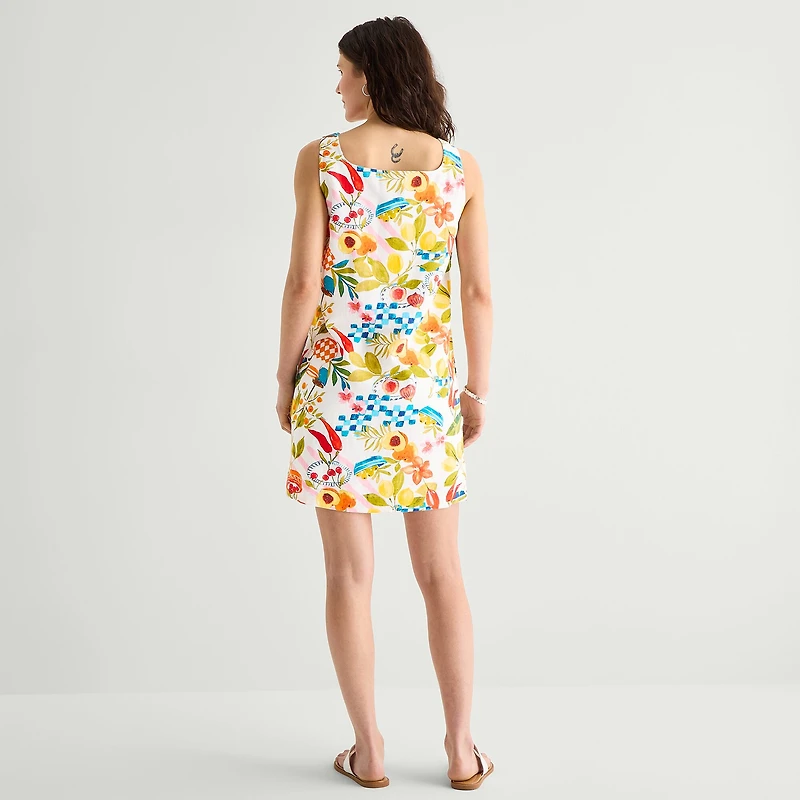 St. John's Bay Womens Square Neck Sleeveless Shift Dress