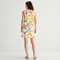 St. John's Bay Womens Square Neck Sleeveless Shift Dress