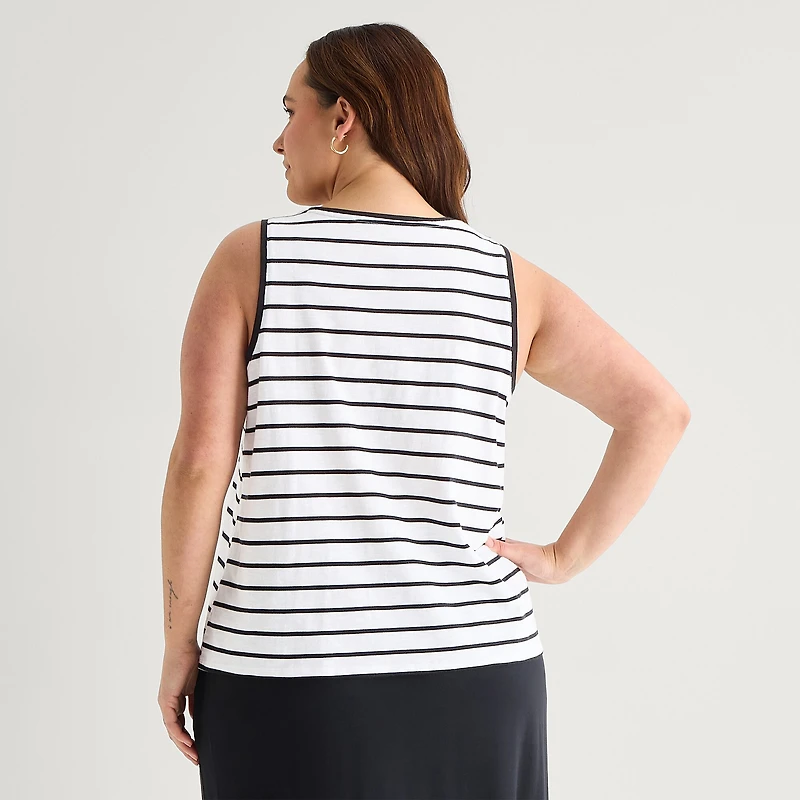 St. John's Bay Womens Plus Scoop Neck Sleeveless Tank Top