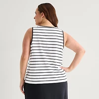 St. John's Bay Womens Plus Scoop Neck Sleeveless Tank Top