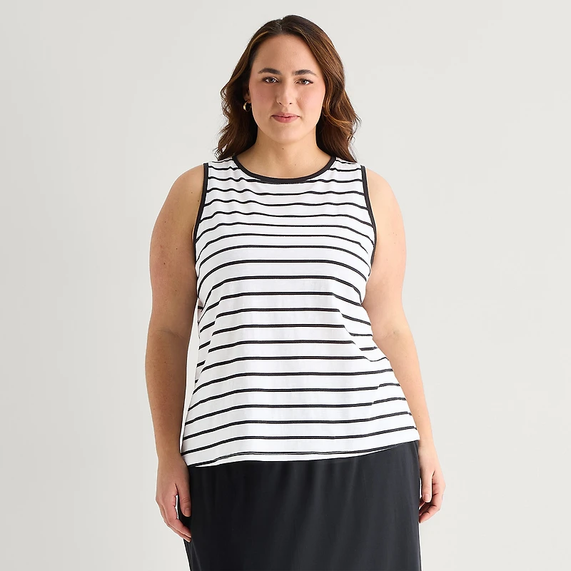 St. John's Bay Womens Plus Scoop Neck Sleeveless Tank Top