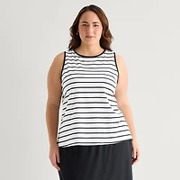 St. John's Bay Womens Plus Scoop Neck Sleeveless Tank Top