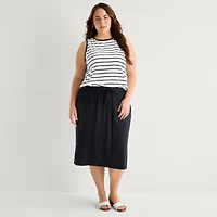 St. John's Bay Womens Plus Scoop Neck Sleeveless Tank Top