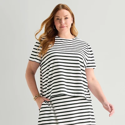 Liz Claiborne Womens Plus Crew Neck Short Sleeve T-Shirt