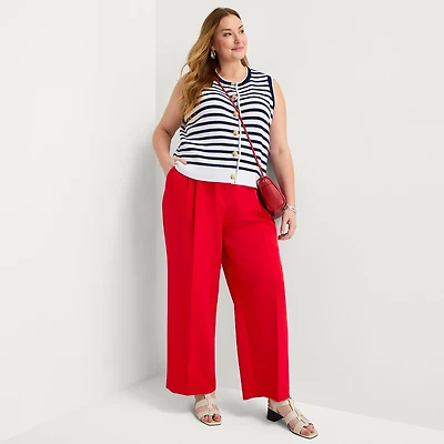 Liz Claiborne Charlotte Womens Plus Wide Leg Mid Rise Trouser