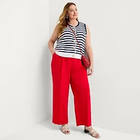 Liz Claiborne Charlotte Womens Plus Wide Leg Mid Rise Trouser