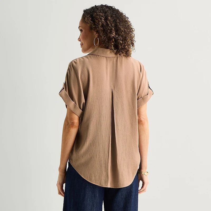 Liz Claiborne Womens Tall Short Sleeve Blouse