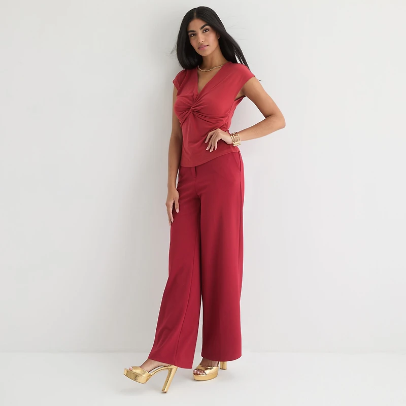 Bold Elements Womens V Neck Short Sleeve Blouse