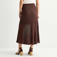 Liz Claiborne Lurex Metallic Womens Midi A-Line Skirt