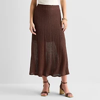 Liz Claiborne Lurex Metallic Womens Midi A-Line Skirt