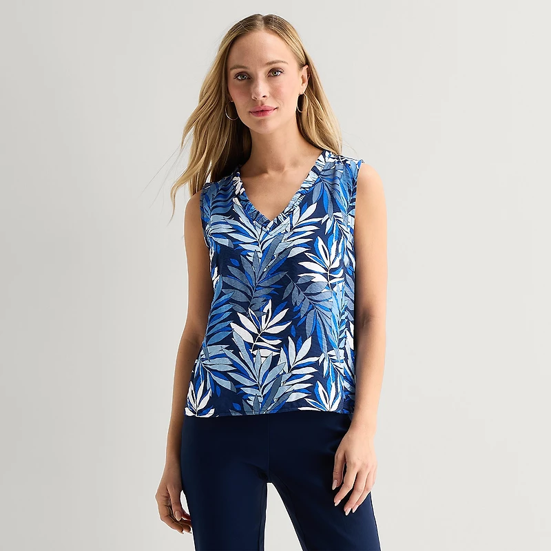 Liz Claiborne Womens V Neck Sleeveless Blouse