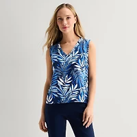 Liz Claiborne Womens V Neck Sleeveless Blouse
