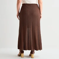Liz Claiborne Lurex Metallic Womens Plus Midi A-Line Skirt