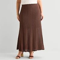 Liz Claiborne Lurex Metallic Womens Plus Midi A-Line Skirt