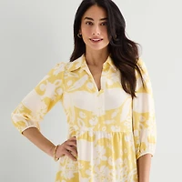 52seven Womens Midi 3/4 Sleeve Floral Shift Dress