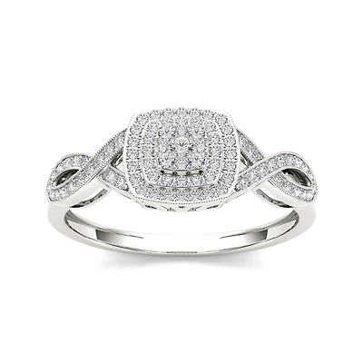 1/4 CT.T.W. Natural Diamond 10K White Gold Engagement Ring
