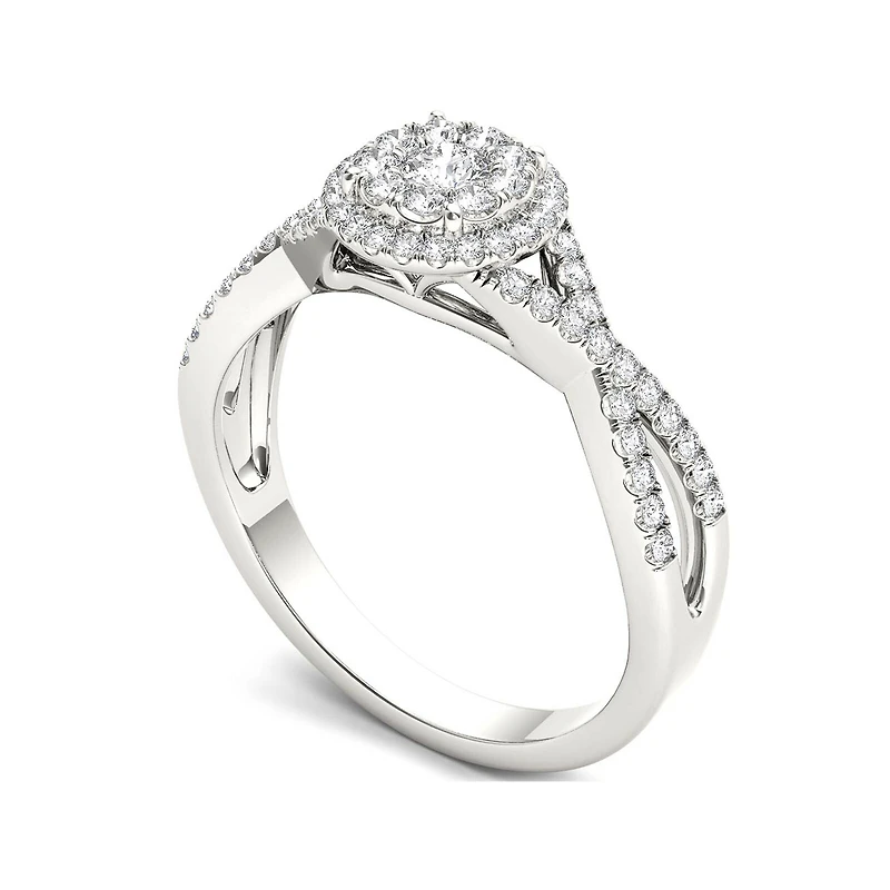 1/2 CT.T.W. Natural Diamond 10K White Gold Engagement Ring