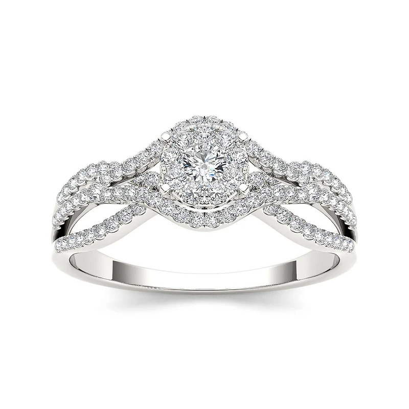 1/2 CT.T.W. Natural Diamond 10K White Gold Engagement Ring