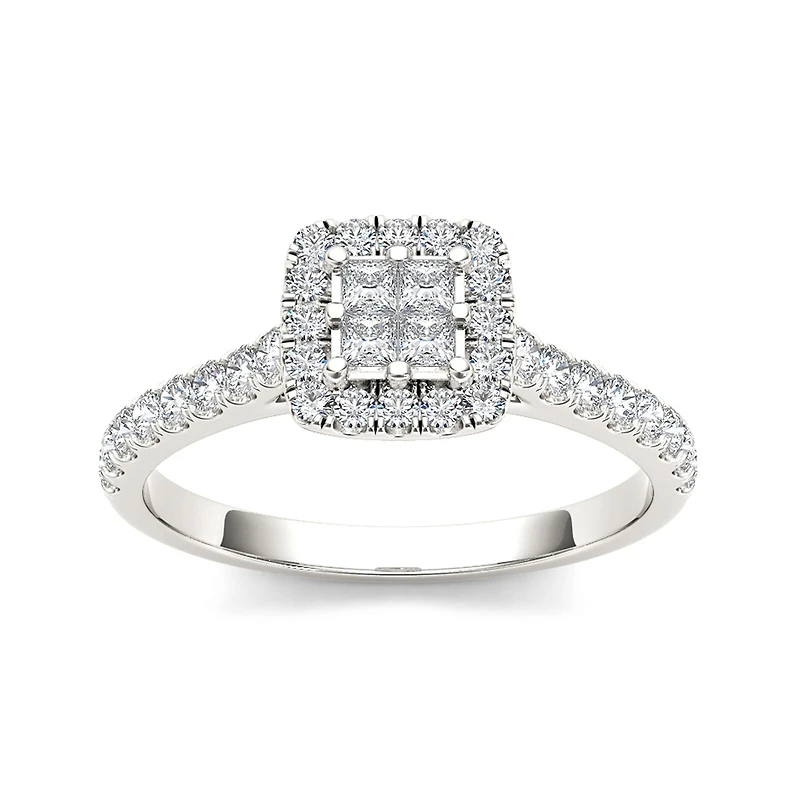 1/2 CT.T.W. Natural Diamond 10K White Gold Engagement Ring