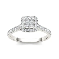 1/2 CT.T.W. Natural Diamond 10K White Gold Engagement Ring