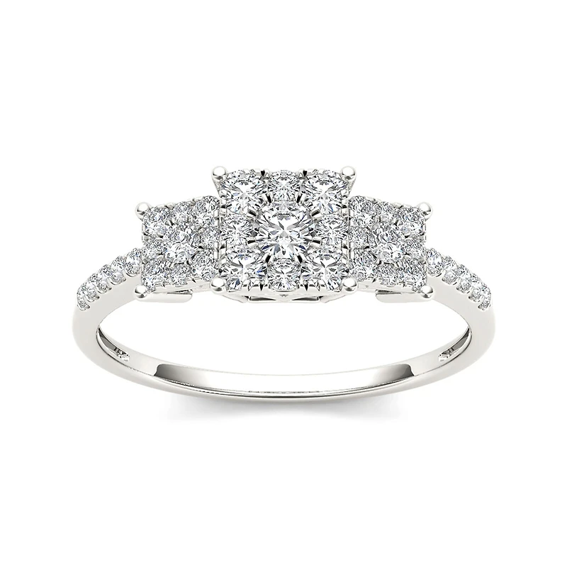1/2 CT.T.W. Natural Diamond 10K White Gold Engagement Ring