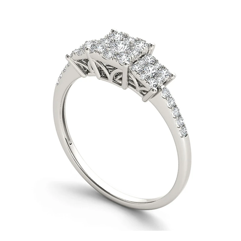 1/2 CT.T.W. Natural Diamond 10K White Gold Engagement Ring