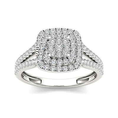 1/2 CT.T.W. Natural Diamond 10K White Gold Engagement Ring